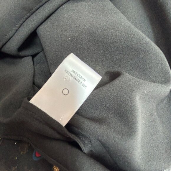 A.L.C Womens Willow Silk Metallic Ruffle Cold Shoulder Blouse Size 6 Black Gold - Picture 9 of 9